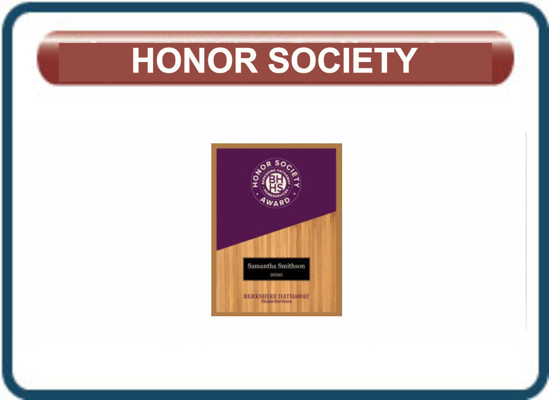 Berkshire Hathaway HomeServices Honor Society Awards
