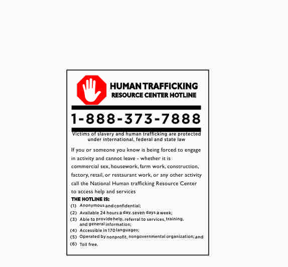 Human Trafficking Signs